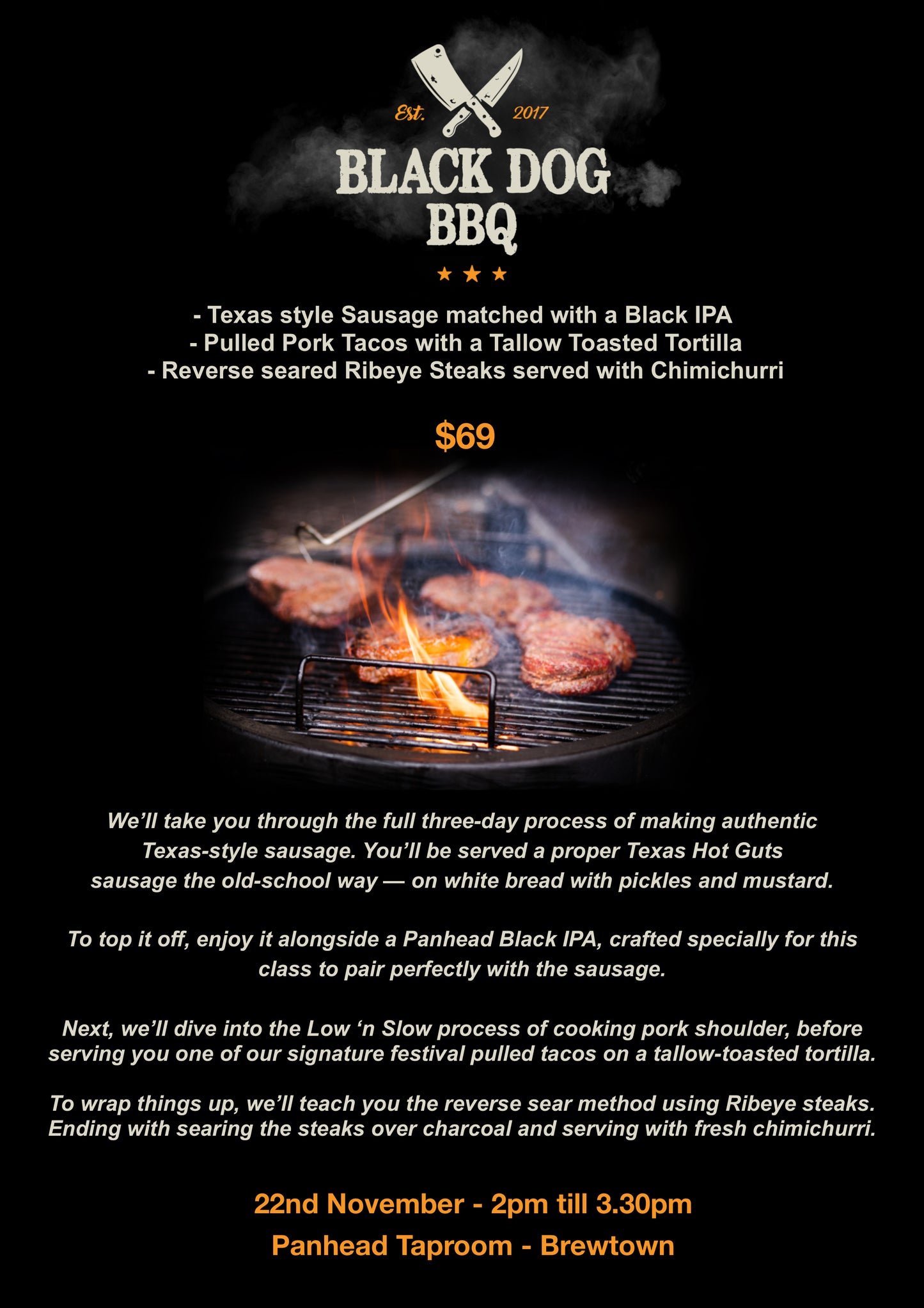 Grill Seekers Black Dog BBQ Masterclass - 22nd November 2pm till 3.30pm - Restricted to 18+
